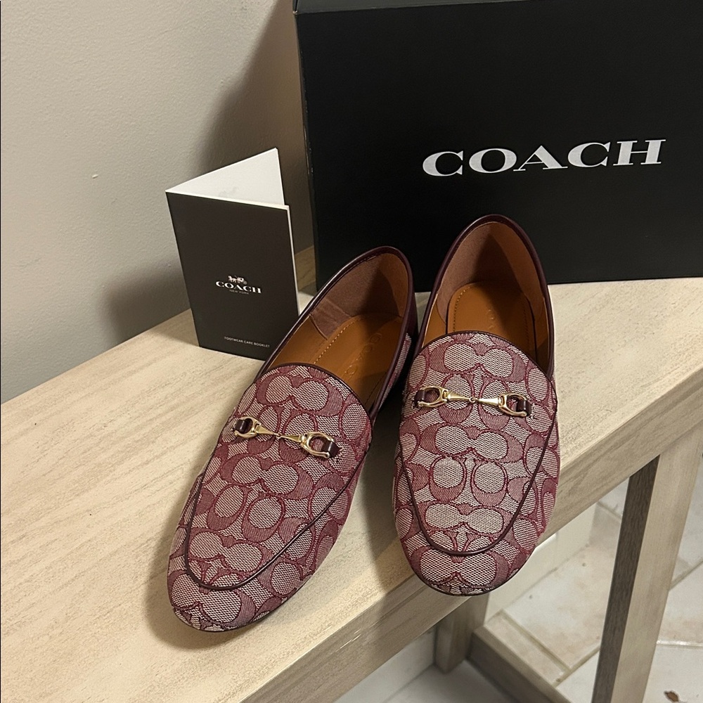 Coach Women's Burgundy Patterned Loafers